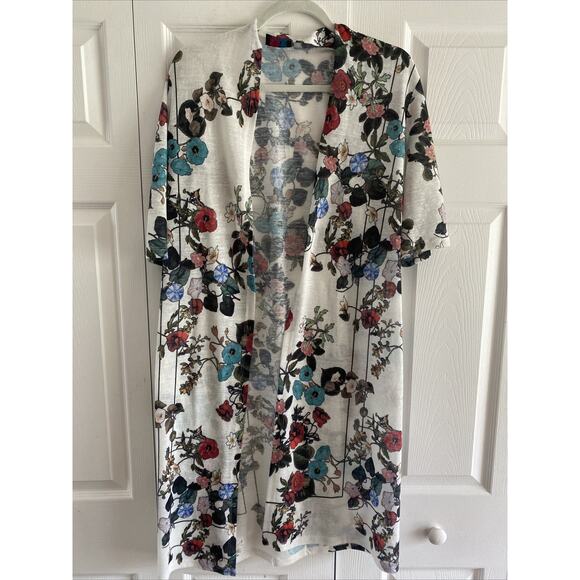 Mely New York Womens Large Open Floral Duster Cardigan Sweater Cottagecore Boho - Picture 1 of 4